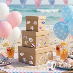 Fantasy Seashell Sticker Rolls – 1000PCS Summer Decorative Aesthetic Sea Anim…