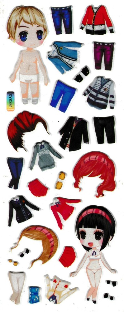 3D puffy Stickers DOLLS MERMAIDS doll toy Fashion model fashionista