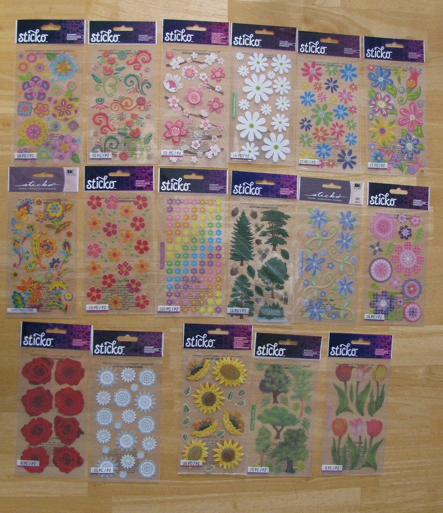 Sticko Scrapbooking Stickers FLOWERS & TREES U PICK NEW IN PACKAGE