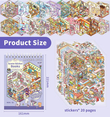 DIY 3D House Stickers, 20 Sets Fun DIY Stickers Scene Make Your Own Mini House C