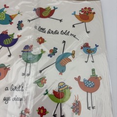 VTG Current 4 Sheet Set Whimsical Bird Stickers By Carol Eldridge NOS