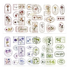 Bomichi 120 Pcs Flowers Stamp Stickers, Vintage Transparent Flower Stamps