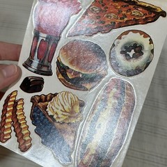 HTF Vintage Sticker Sheet Dennison Junk Food 1979 Pizza Burger Realistic Fries