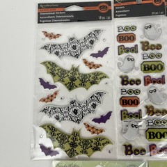 Halloween Stickers Scrapbook Dimensional Pillow Snow Glove Haunted Lot of 5