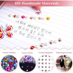 Self Adhesive Rhinestones, 735Pcs Craft Gems Self Adhesive Jewels Stickers