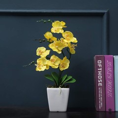 15″ Tall Artificial Silk Phalaenopsis Orchid Flower Plant Pot Arrangements (Y…