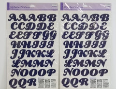 Alphabet & Number Stickers Upper & Lower Case Bold Cursive Set of 2 Blue