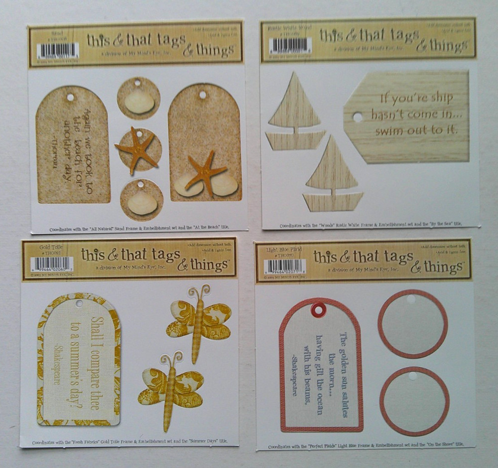 Lot of 4 This & That Tags & Things craft scrapbook punchout diecuts *L Summer