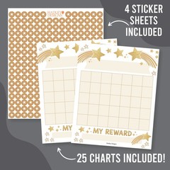 Kids Behavior Sticker Chart, 25 Reward Charts, Gold Star Incentives