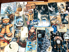 #26 – 150+pcs Blue Christmas JUNK JOURNAL 3D Kit with REAL EPHEMERA Mixed Media