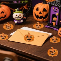 500Pcs Halloween Pumpkin Stickers Roll 1.2in Laser Smiling Orange