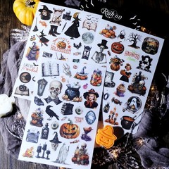 Halloween Rub-on Transfer Stickers 3 Sheets Use for Fabric Paper Wood Chips DIY