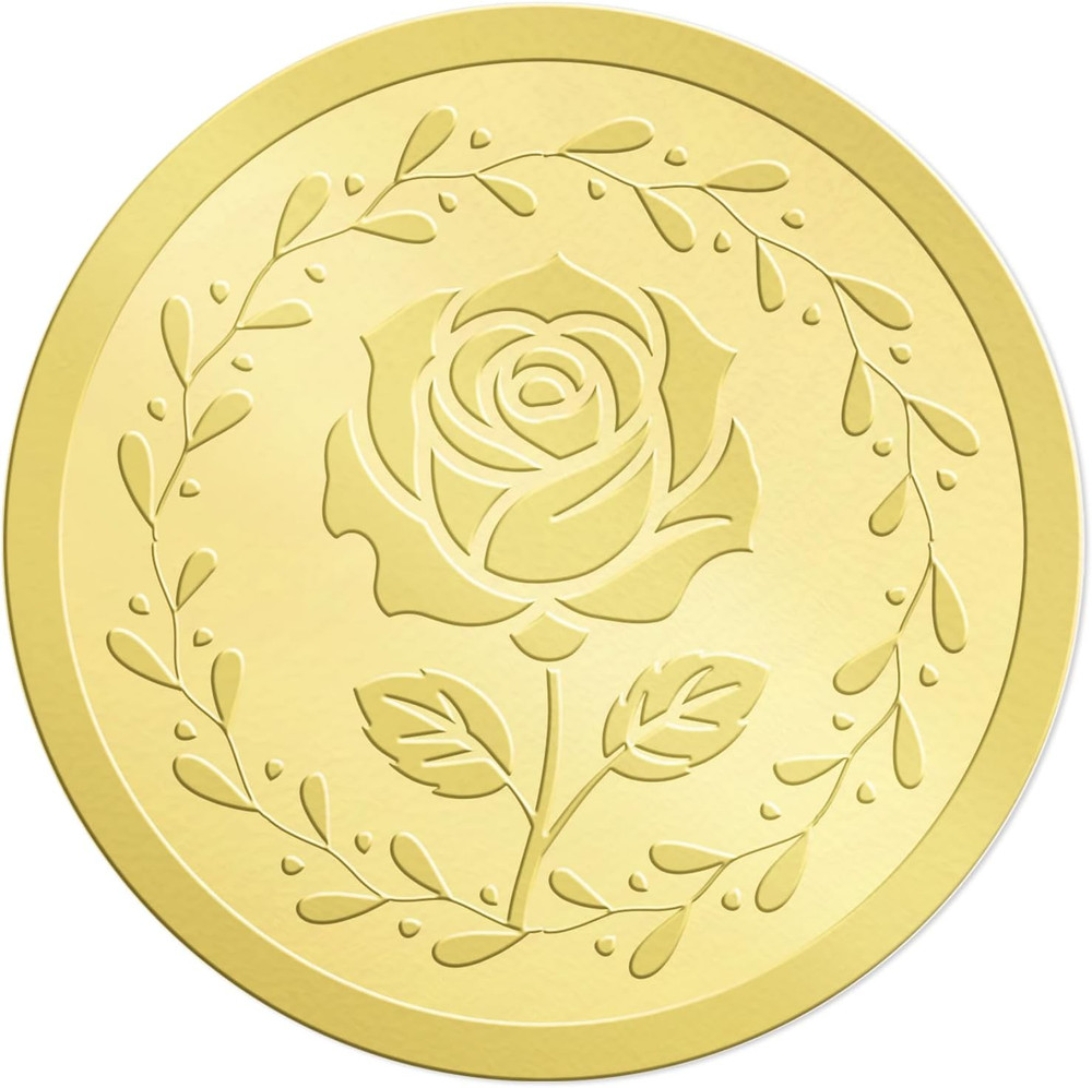 Rose Gold Embossed Envelope Stickers – Rose Was Seal, Gold Foil Stickers for Wed