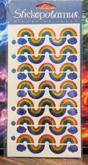 New! Vintage Stickopotamus Glitter Sparkle Rainbows Binder Stickers ~ 1 Sheet