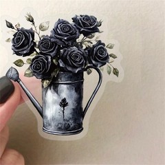 50Pcs Transparent Gothic Black Rose Stickers for Scrapbooking PET Nature B