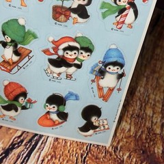 Vintage 1984 Hallmark Baby Penguin Winter Sticker Sheet Holidays Christmas