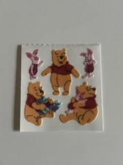 Vintage 1990s Winnie the Pooh Piglet Flocked Fuzzy Sandylion Stickers One Square