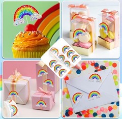 100 Pieces Round 1.1″ Shiny Glitter Rainbow Stickers Party Decor Envelope Seals