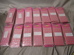 Lot of 160 Bow-Tique Horizon Fabrics 10mm Self Adhesive Pink & Crystal Flowers