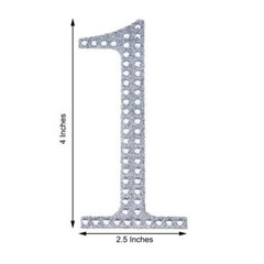 4-Inch SILVER Letter Number Self-Adhesive Rhinestones GEMS STICKERS Party Crafts