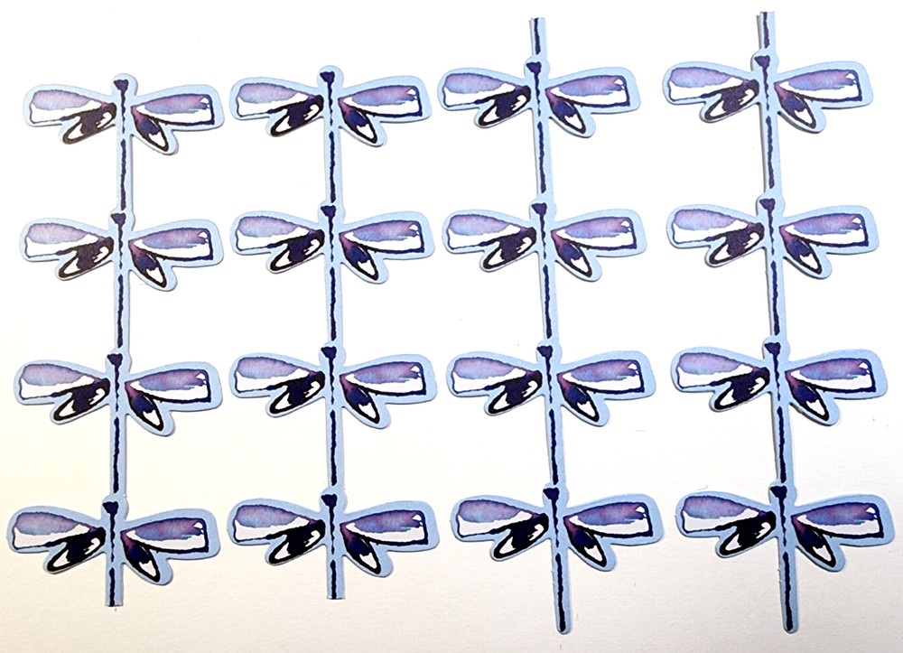 K&Company Dragonfly Watercolor Cardstock Ephemera 4pc Vertical Border Strips