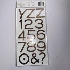 American Craft Thickers Sticko Alphabet Stickers Silver, Gold, Black Lot of 12