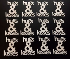 Valentine Die Cuts* Hugs & Kisses * Set of 12 * White or Pink & Purple Cardstock