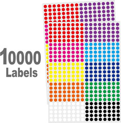 10000 Pcs 1/4″ Small Colored Dot Stickers Tiny round Labels, 10 Colors Circle St