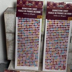 Lot of 3 Rhinestone Sheet Over 500 Gems Pink, Orange, Red, Purple, Blue, Magenta
