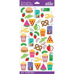 Crafts Stickers Sticko Snack Time Pizza Popcorn Pretzel Hamburger Fruit Fries
