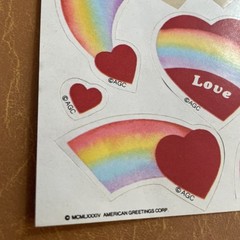 Vintage 80s AMERICAN GREETINGS CORP Sticker Sheet Cute Rainbow Heart Love Cute