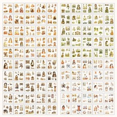 100 Sheets Vintage Girls Scrapbook Stickers – Retro Decorative Transparent PE…