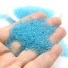 50g Sky Blue Glass Caviar MicroBeads Bubbles Balls Fillers Mixed Size Nail Art