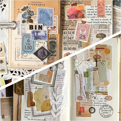 6 Sets 300 Pcs Washi Stickers , Vintage Aesthetic Sticker Set for Journaling Scr