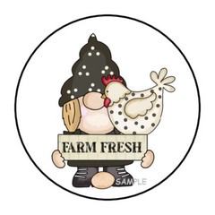 30 GNOME FARM LIFE ENVELOPE SEALS LABELS STICKERS 1.5″ ROUND FARM FRESH CHICKEN