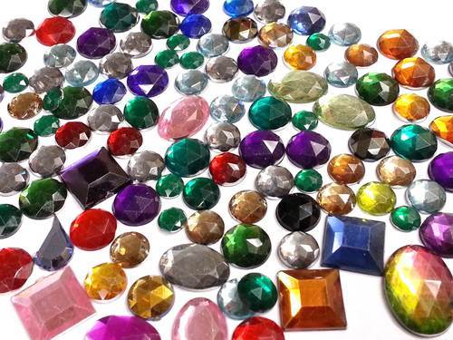 CraftbuddyUS100pc Mixed Diamnte Rhinestne Gem Shapes Card Toppers StickOn w/Glue