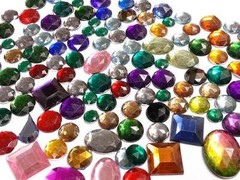 CraftbuddyUS100pc Mixed Diamnte Rhinestne Gem Shapes Card Toppers StickOn w/Glue