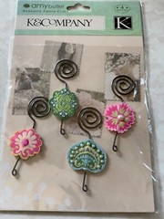 K&COMPANY 3D ADHESIVE DESIGN OR PAPER CLIP AMY BUTLER PHOTO CLIPS LEATHER DESIGN