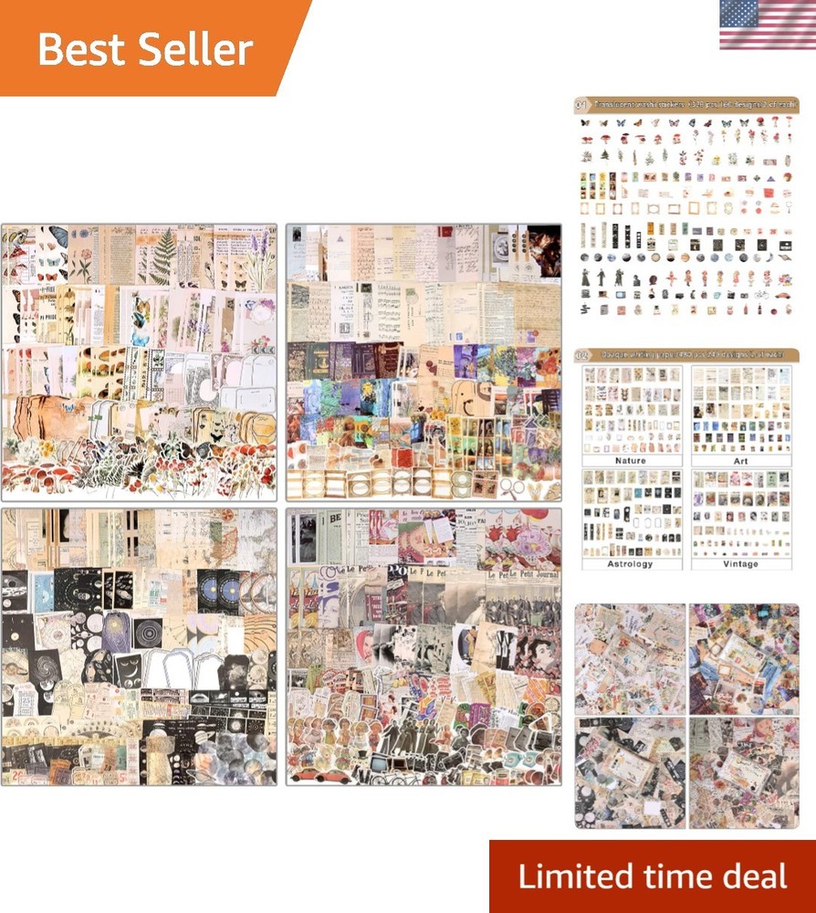 800pcs Vintage Junk Journal Supplies,Scrapbook Supplies Scrapbooking Paper an…