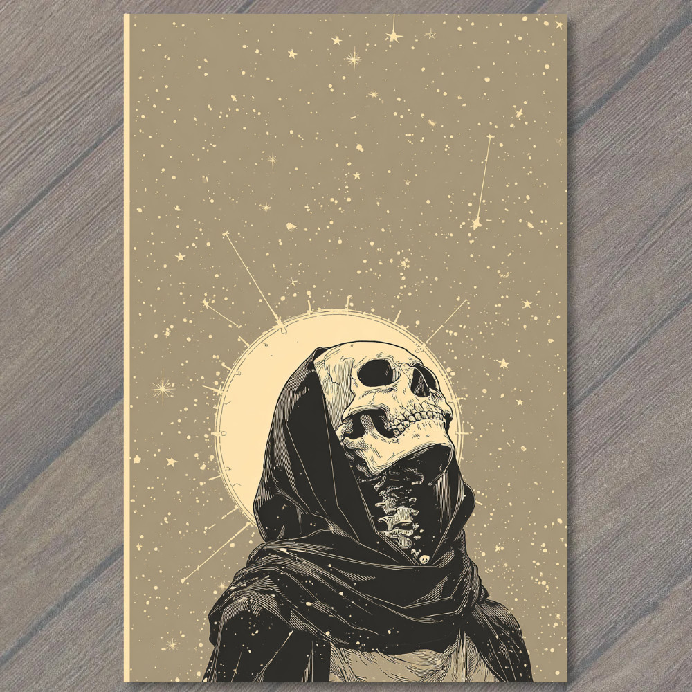 STICKER Skeleton Celestial Halo Stars Cosmic Hooded Gothic Mystic Astronomy Di