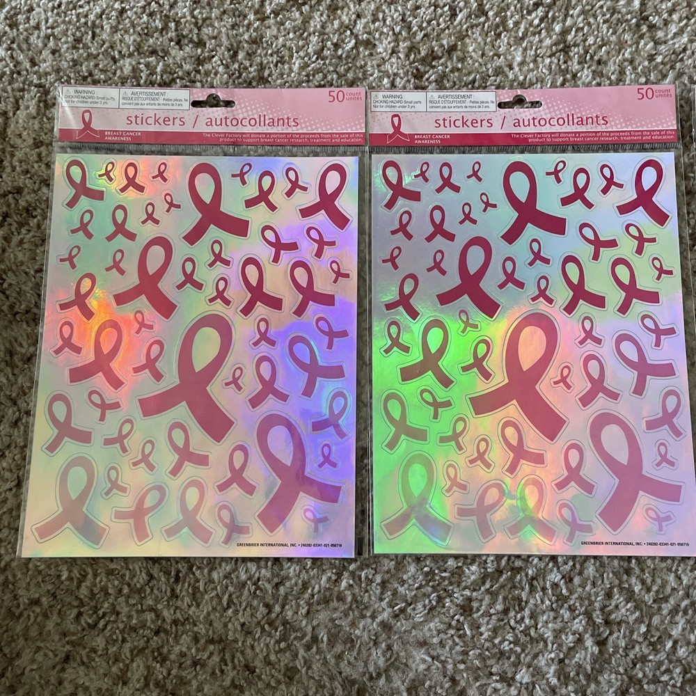Breast Cancer Awareness Stickers: Three Packages Of 50 Stickers. New