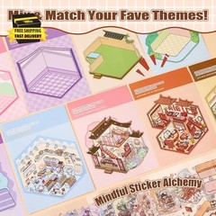 20 Sets 3D Sticker Scene Book Mini House DIY Cartoon Animal Stress Relief