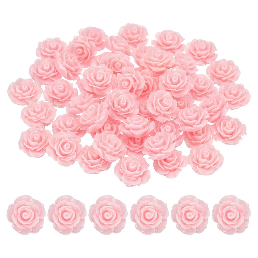 20mm Rose Flower Resin Cabochon, 50 Pcs Mini Rose Flower Resin, Light Pink