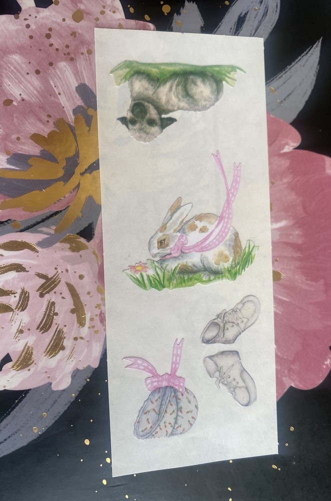 Vintage Creative Memories Easter Animals Sticker Strip 2×5 Inches