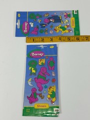 1997 Barney 3 Sticker Sheets Babybop & BJ Mello Smello Purple Dinosaur NOS
