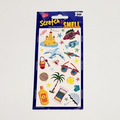 Vintage Mello Smello Scented Stickers Stinky Fish + Fresh Air + Coconut 1 Sheet