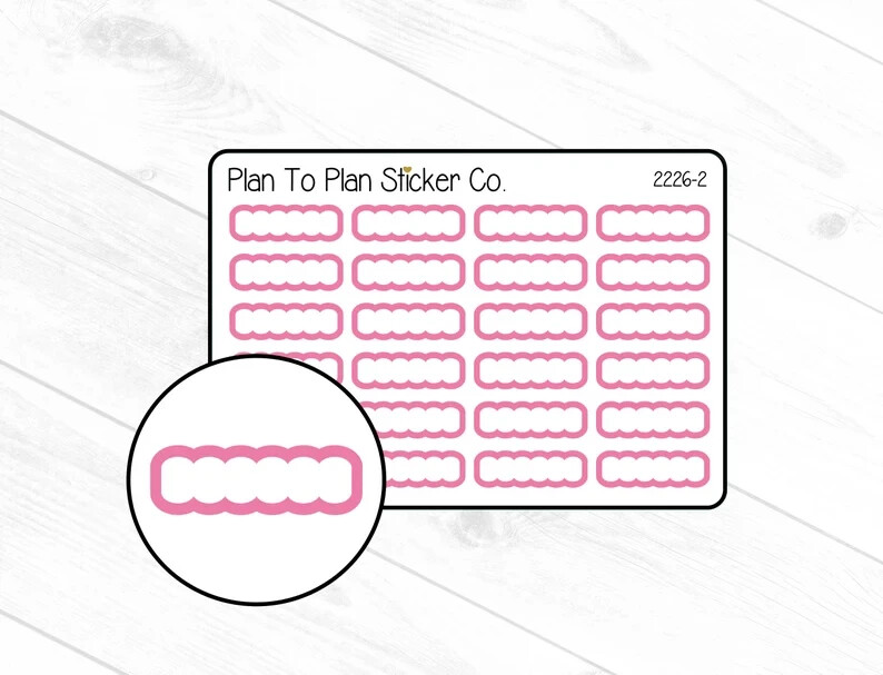 2226-2~~Dark Pink Scalloped Quarter Boxes Planner Stickers.