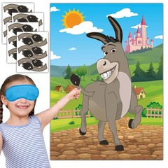 Pin the Tail on the Donkey with Tail Stickers and Eye Masks, Boys Girls Kids …