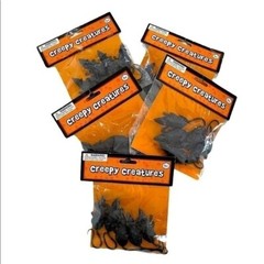 25 Black Creepy Rubber Mice 3.5″ Halloween Decor 5-Pack Set NEW Spooky