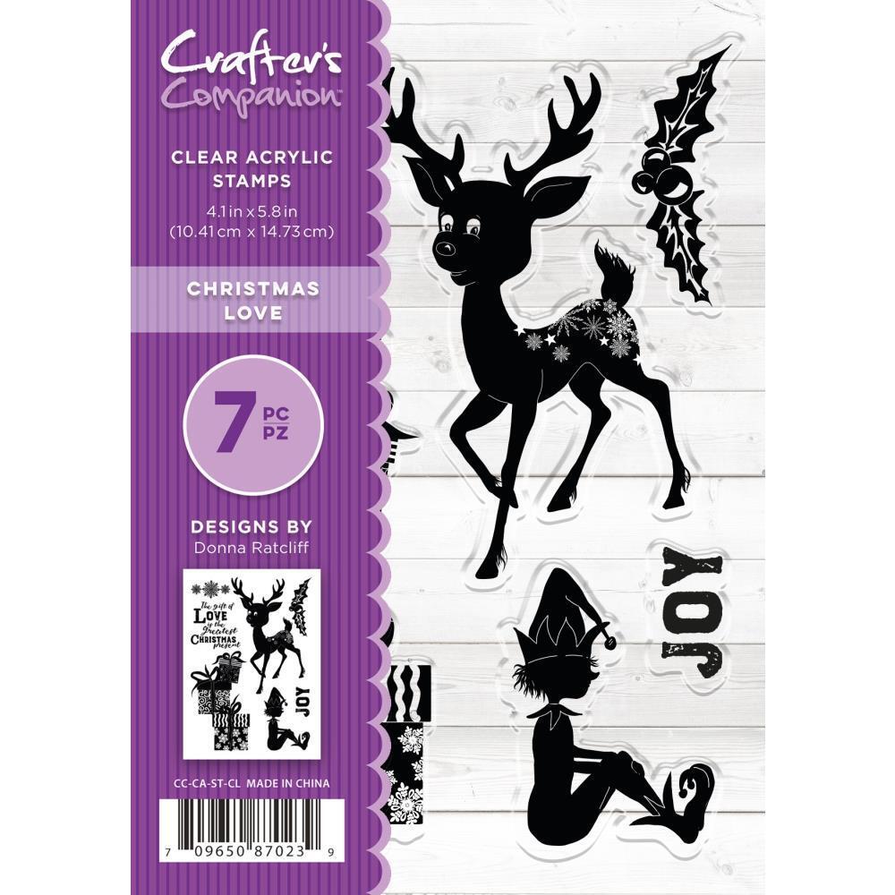 New Crafter’s Companion rubber Stamp set CHRISTMAS LOVE clear cling free USA shp